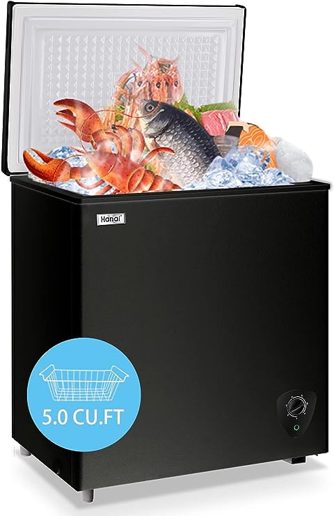 WANAI Chest Freezer 5.0-Cu.Ft Small Deep Freezer (Black)