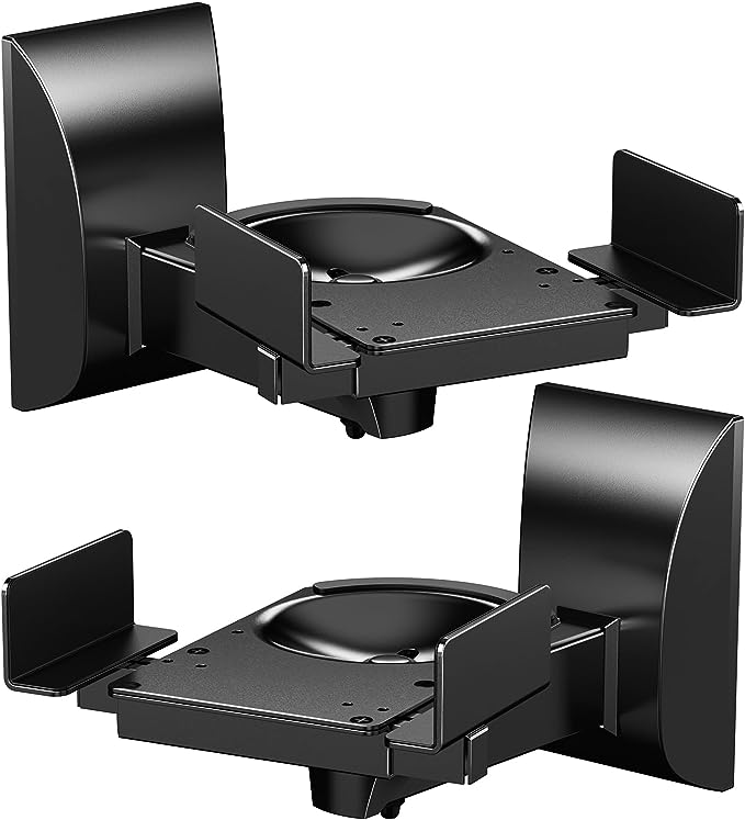 WALI Dual Side Clamping Bookshelf Speaker Wall Mounting Bracket (SWM201, Black)