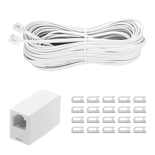 Vthahaby 50ft Telephone Extension Cord with RJ11 Plug and Couplers