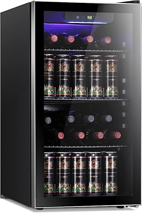 Antarctic Star 26-lb Wine Cooler/Cabinet Beverage Refrigerator Mini Wine Cellar Beer Soda Clear Glass Door Counter Top Bar Fridge Quiet Compressor