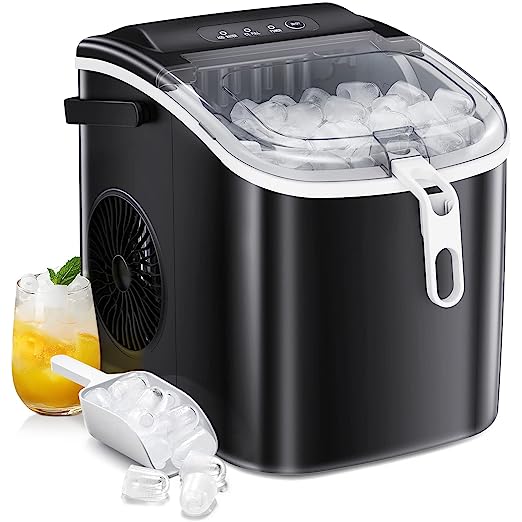 AGLUCKY Ice Maker Countertop, Self-Cleaning, 26Lbs/24H