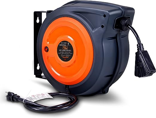 SuperHandy Extension Cord Reel with 65ft 12AWG Cable