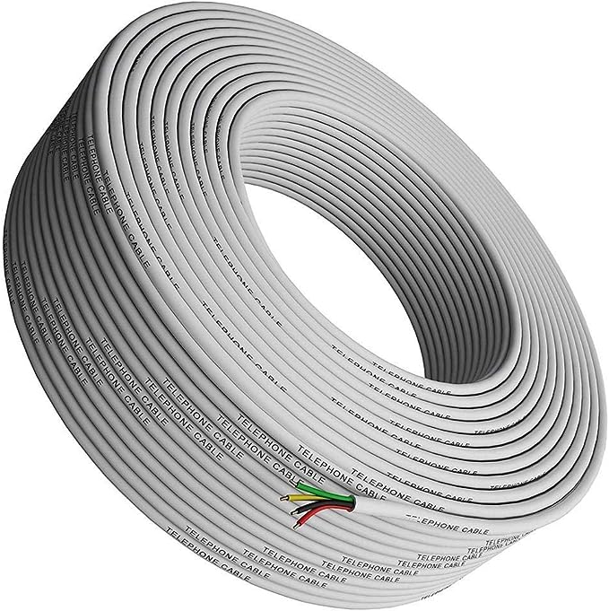 Tupavco Phone Cable 300ft Rounded White Roll