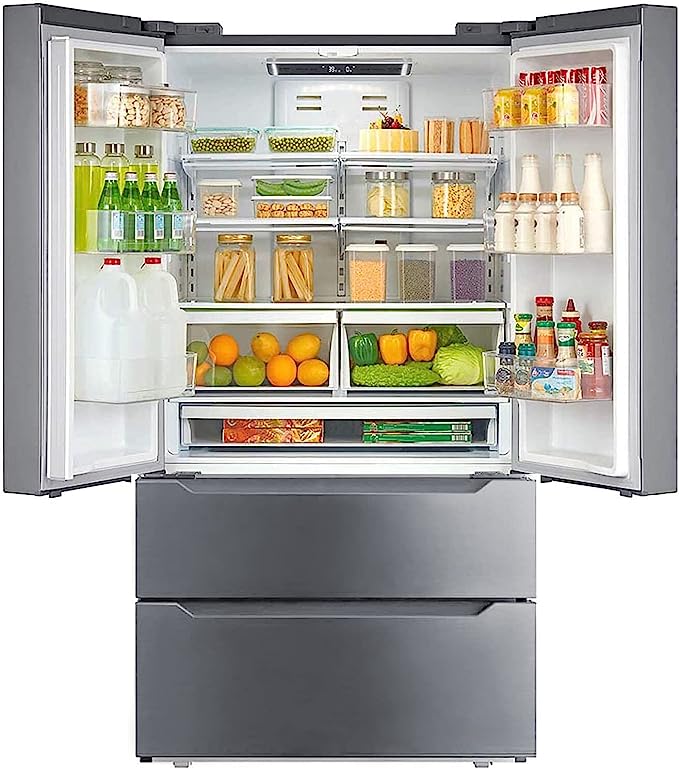 SMETA French Door Refrigerator with Ice Maker