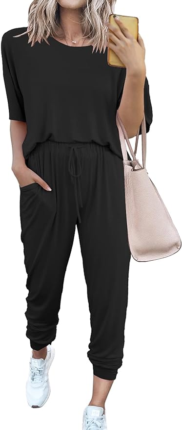 PRETTYGARDEN Women's Two Piece Outfit with Drawstring Long Pants Tracksuit Jogger Set