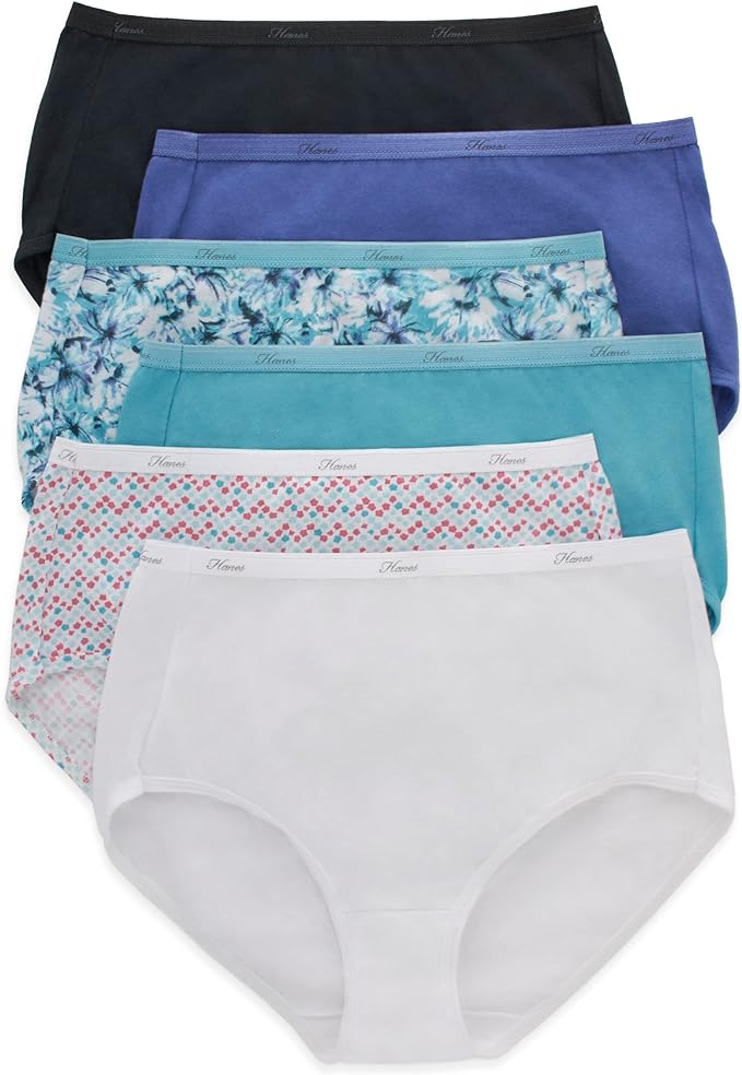 Hanes Women's 100% Cotton Brief Panties (Pack of 6)