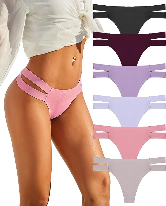 Knowyou 6 Pack Seamless Thongs for Women