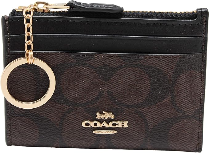 Coach Signature C Mini Skinny ID and Coin Case with Attached Key Ring