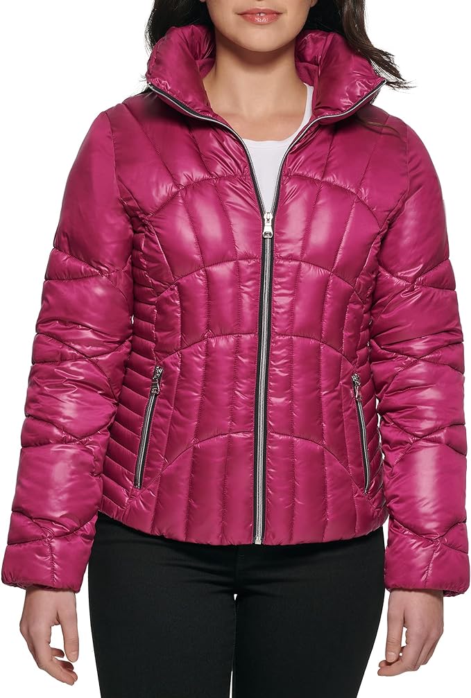 GUESS Fall, Puffer, Quilted Jackets for Women, Magenta, Medium