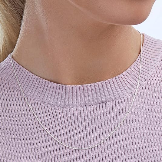 Amazon Collection Sterling Silver Box Chain Necklace