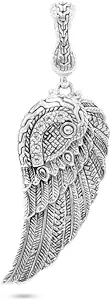 SARDA .925 Sterling Silver White Zircon Angel Feathered Wing Pendant