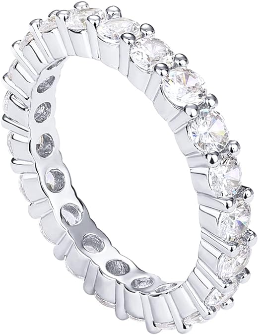 PAVOI 14K White Gold Plated CZ Rings for Women
