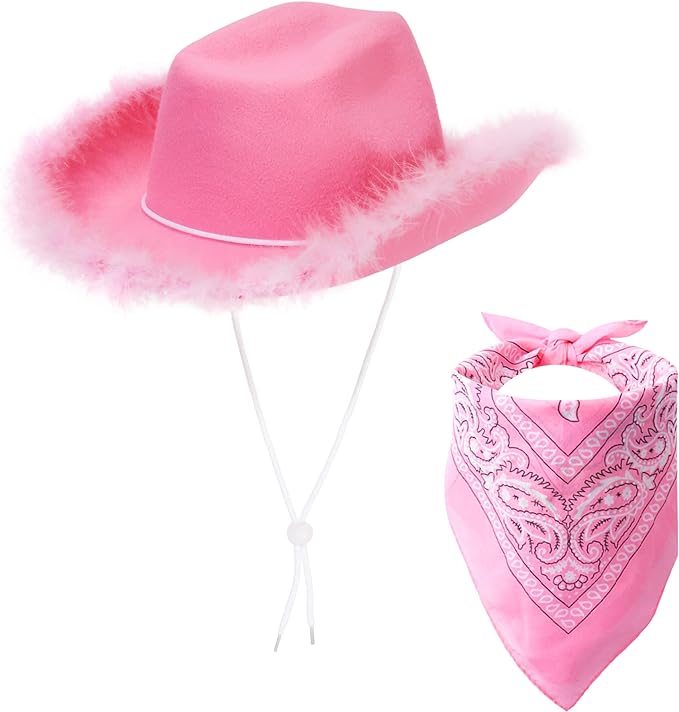 Cosmic Chameleon Boa Pink Cowboy Hat for Women