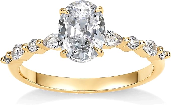 PAVOI 14K Yellow Gold Plated Oval CZ Engagement Ring