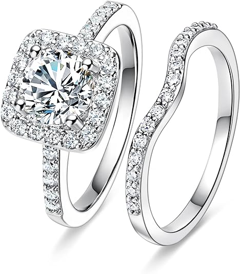 MDFUN White Gold Plated CZ Two-In-One Ring