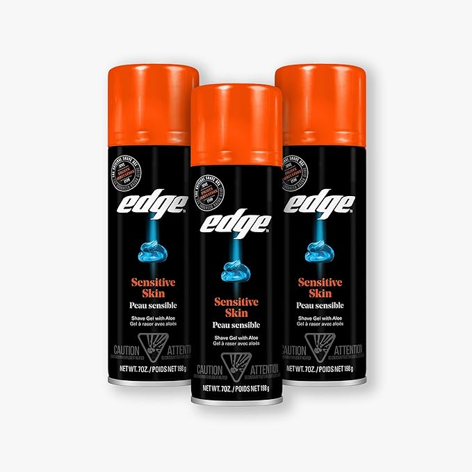 Edge Shave Gel for Men, Sensitive Skin with Aloe, 7oz (3 Pack)