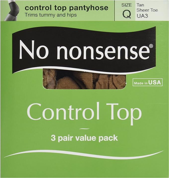 No Nonsense Women's Control Top Pantyhose 3-Pack